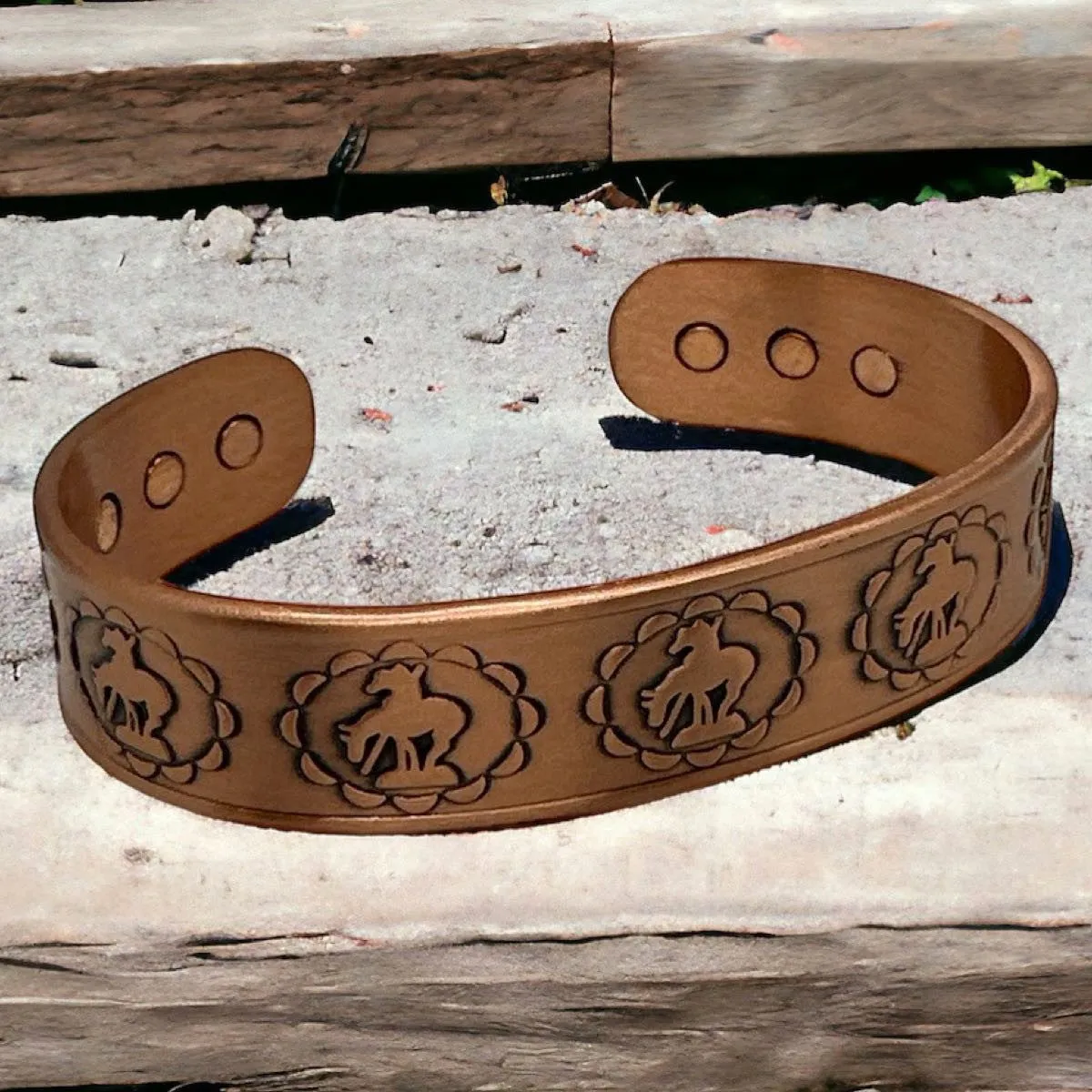 Lonely Cowboy - Solid Copper Cuff Bracelet w/Magnets (#copper029)