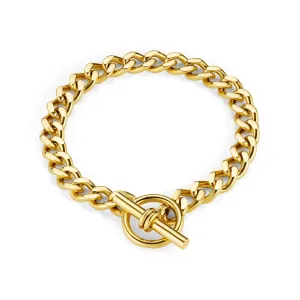LUXE Flat Curb T-bar Bracelet | Gold
