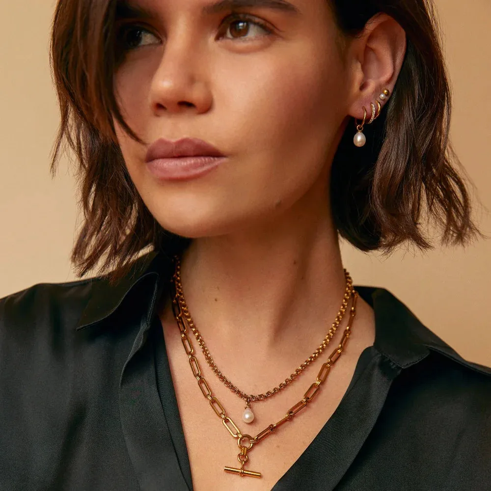 LUXE Linear Link T-Bar Necklace | Gold