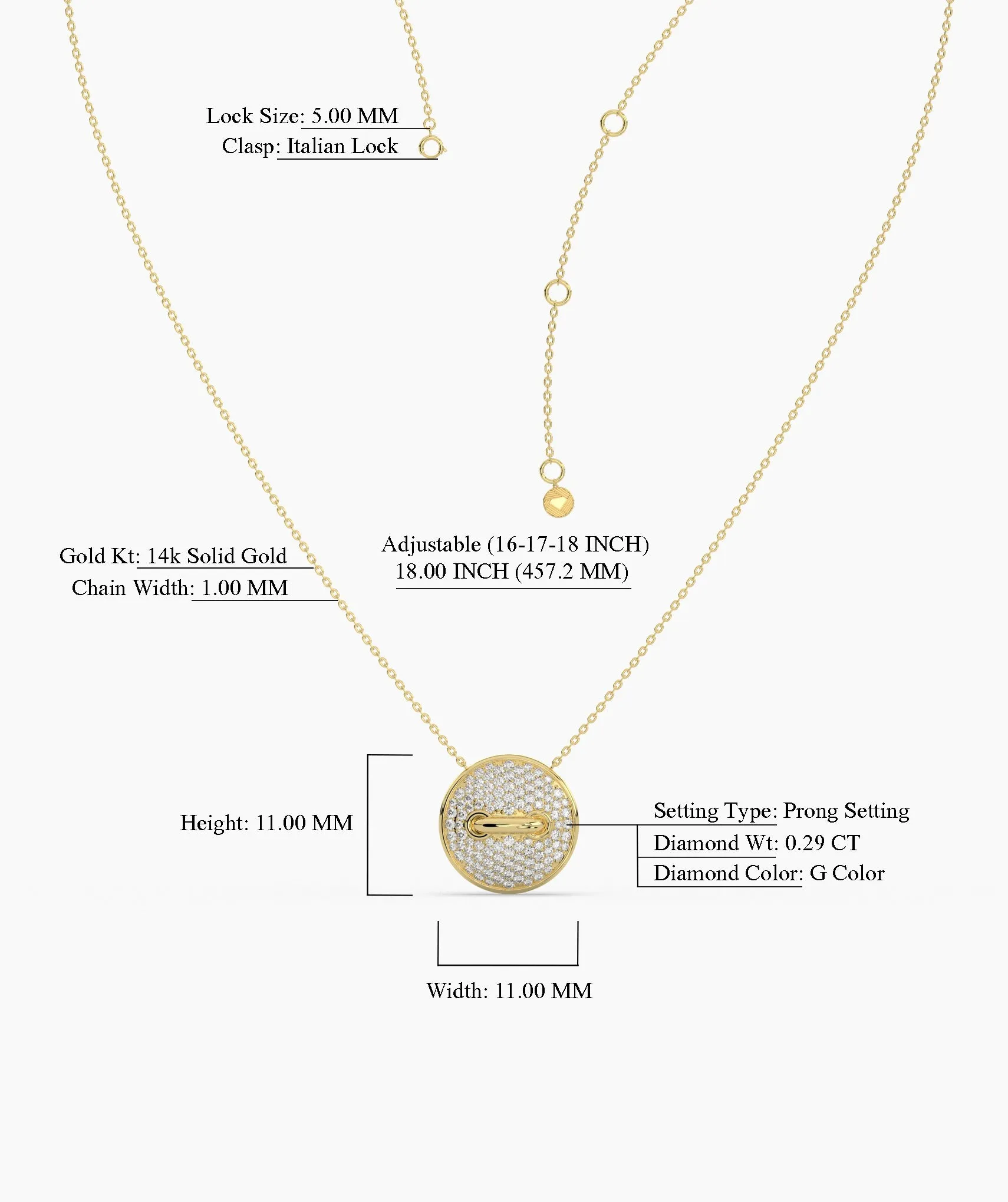 Luxe Pave Diamond Disc Necklace