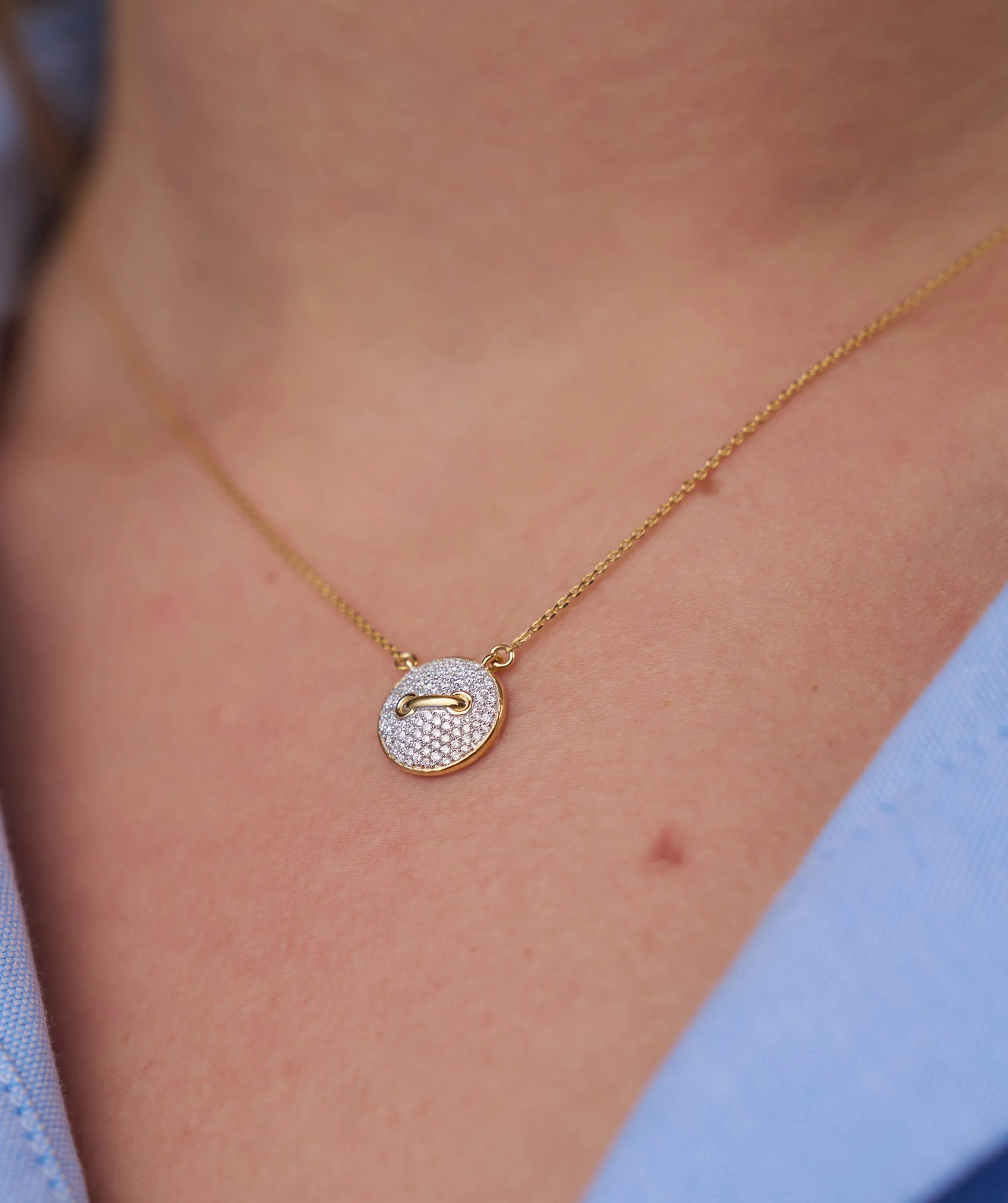 Luxe Pave Diamond Disc Necklace