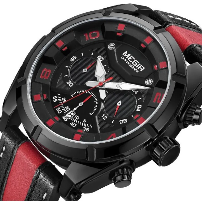 LUXURIOUS LEATHER MILITARY SPORT CHRONOGRAPH WATCH | Elegance Meets Functionality