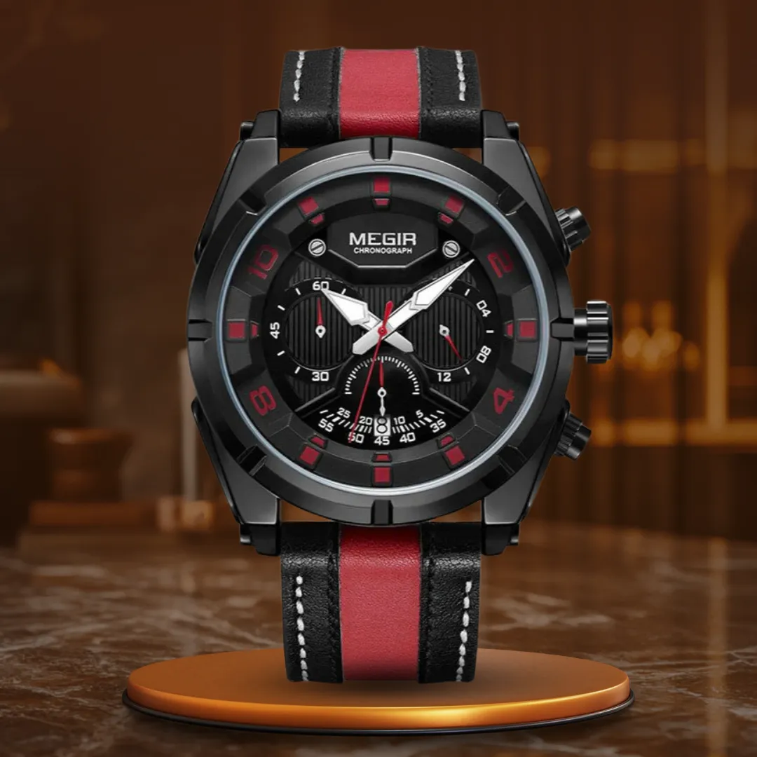LUXURIOUS LEATHER MILITARY SPORT CHRONOGRAPH WATCH | Elegance Meets Functionality