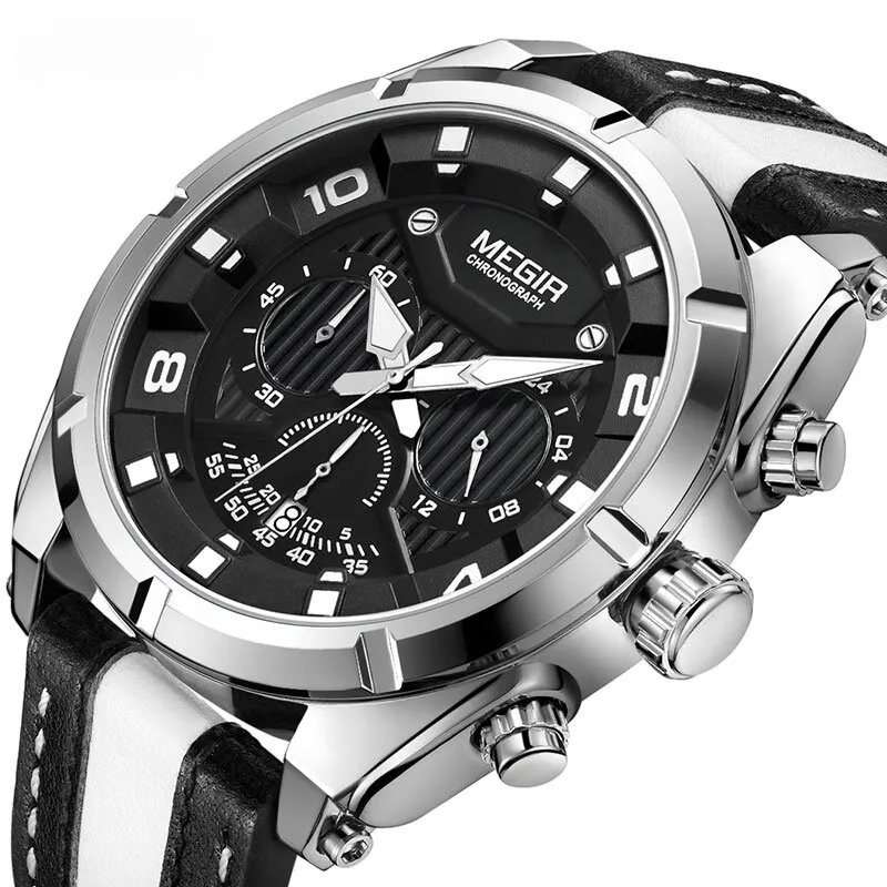 LUXURIOUS LEATHER MILITARY SPORT CHRONOGRAPH WATCH | Elegance Meets Functionality