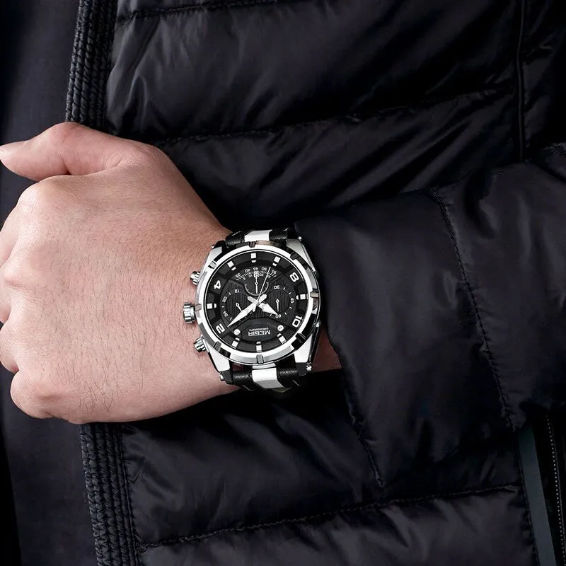 LUXURIOUS LEATHER MILITARY SPORT CHRONOGRAPH WATCH | Elegance Meets Functionality