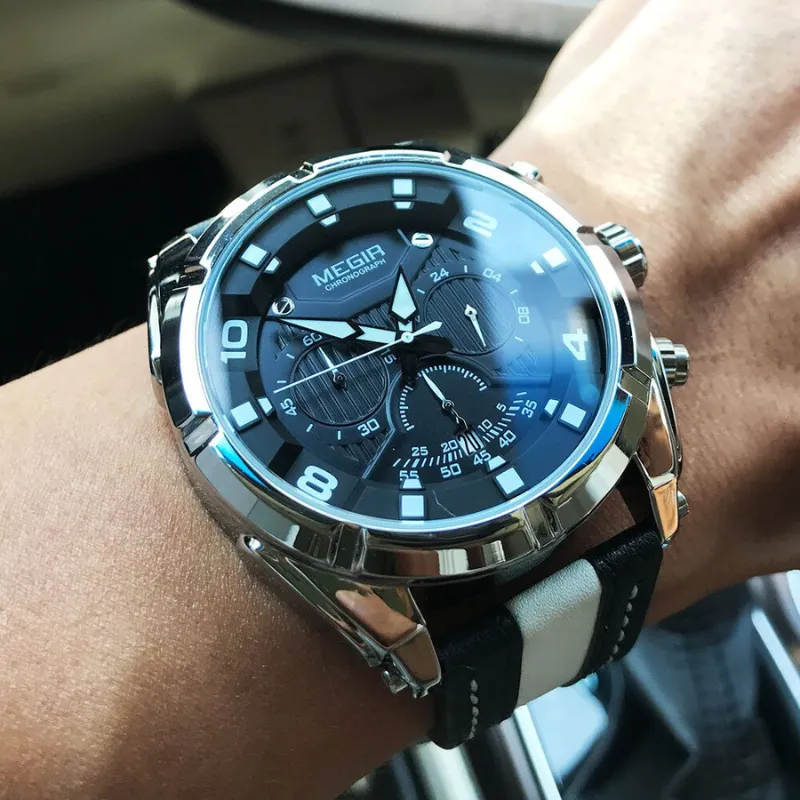 LUXURIOUS LEATHER MILITARY SPORT CHRONOGRAPH WATCH | Elegance Meets Functionality