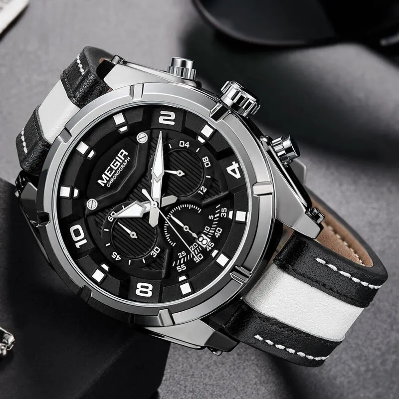 LUXURIOUS LEATHER MILITARY SPORT CHRONOGRAPH WATCH | Elegance Meets Functionality