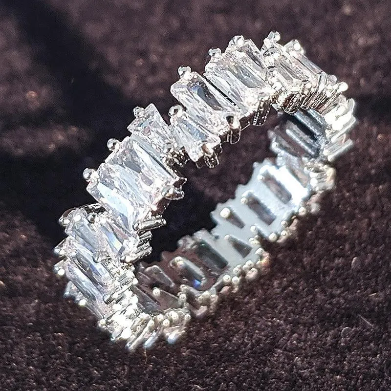 Luxury 925 Sterling Silver Wedding Band Eternity Ring For Women Big Gift For Ladies Love IN Modern New Diamond Style and Deign