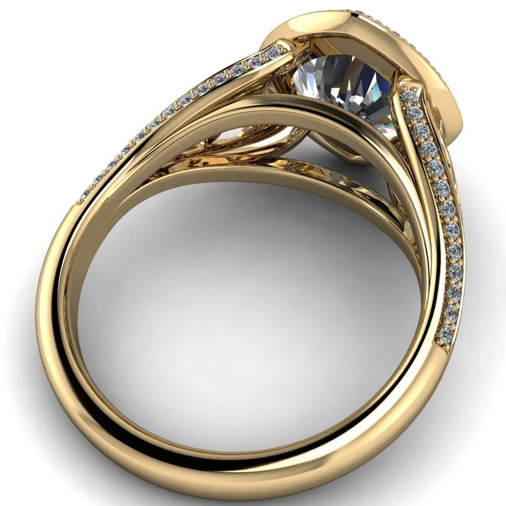 Magda Cushion Center Stone Bezel Halo Engagement Ring