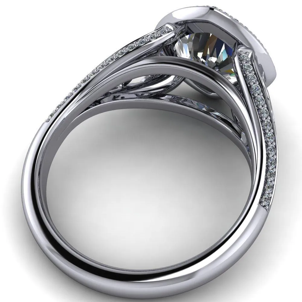 Magda Cushion Center Stone Bezel Halo Engagement Ring