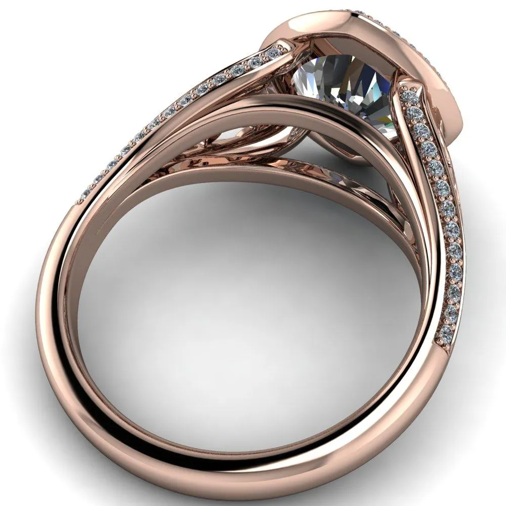 Magda Cushion Center Stone Bezel Halo Engagement Ring