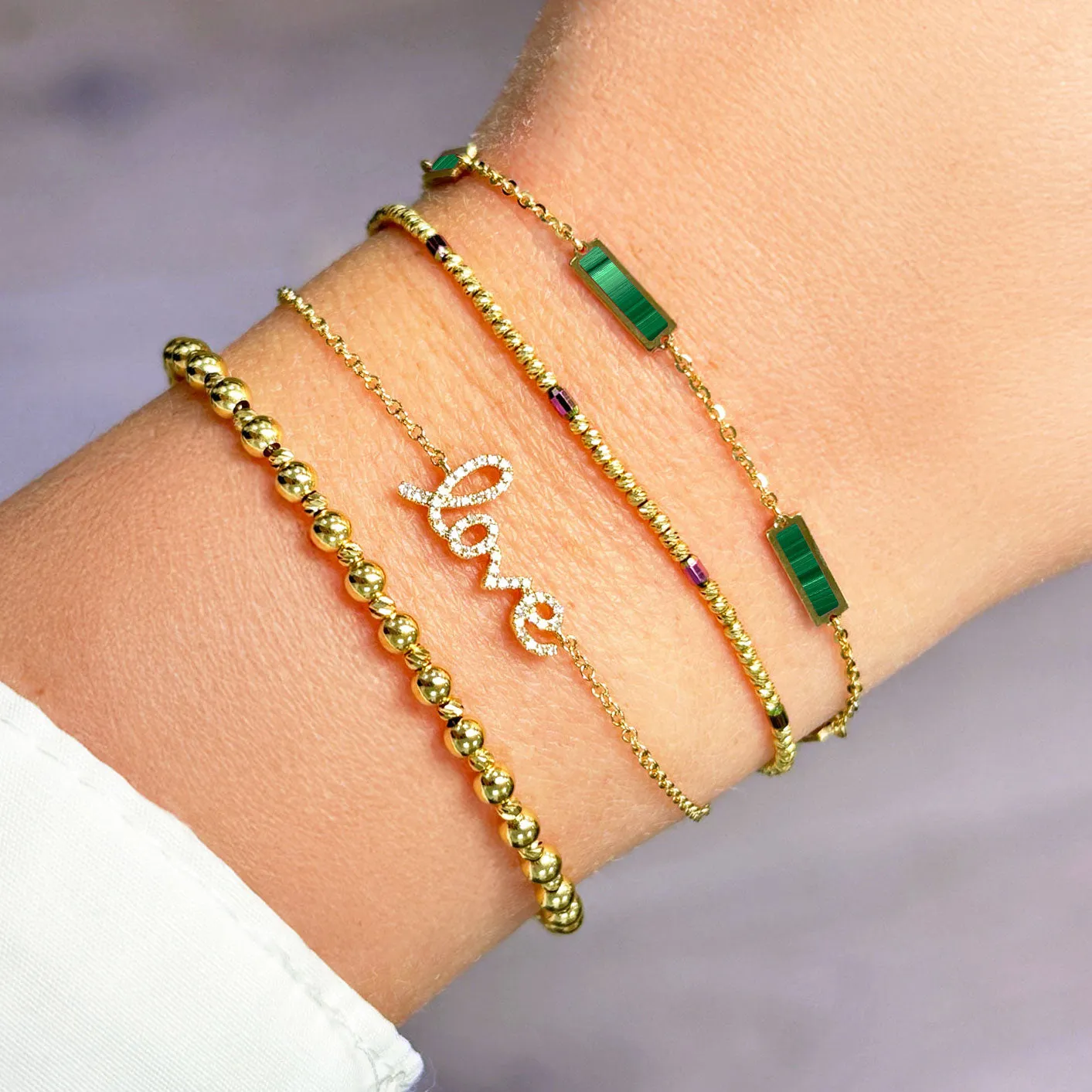Malachite Bar Chain Bracelet