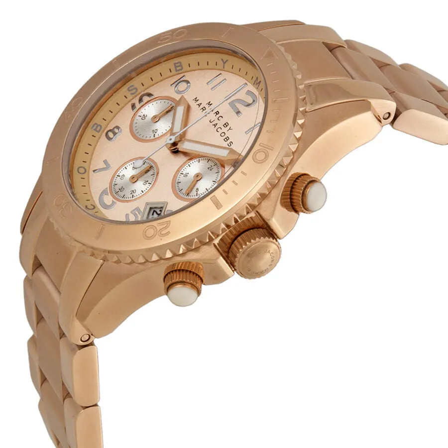 Marc by Marc Jacobs Rock Champagne Dial Chronograph Rose Gold Tone Stainless Steel Unisex Watch MBM3156