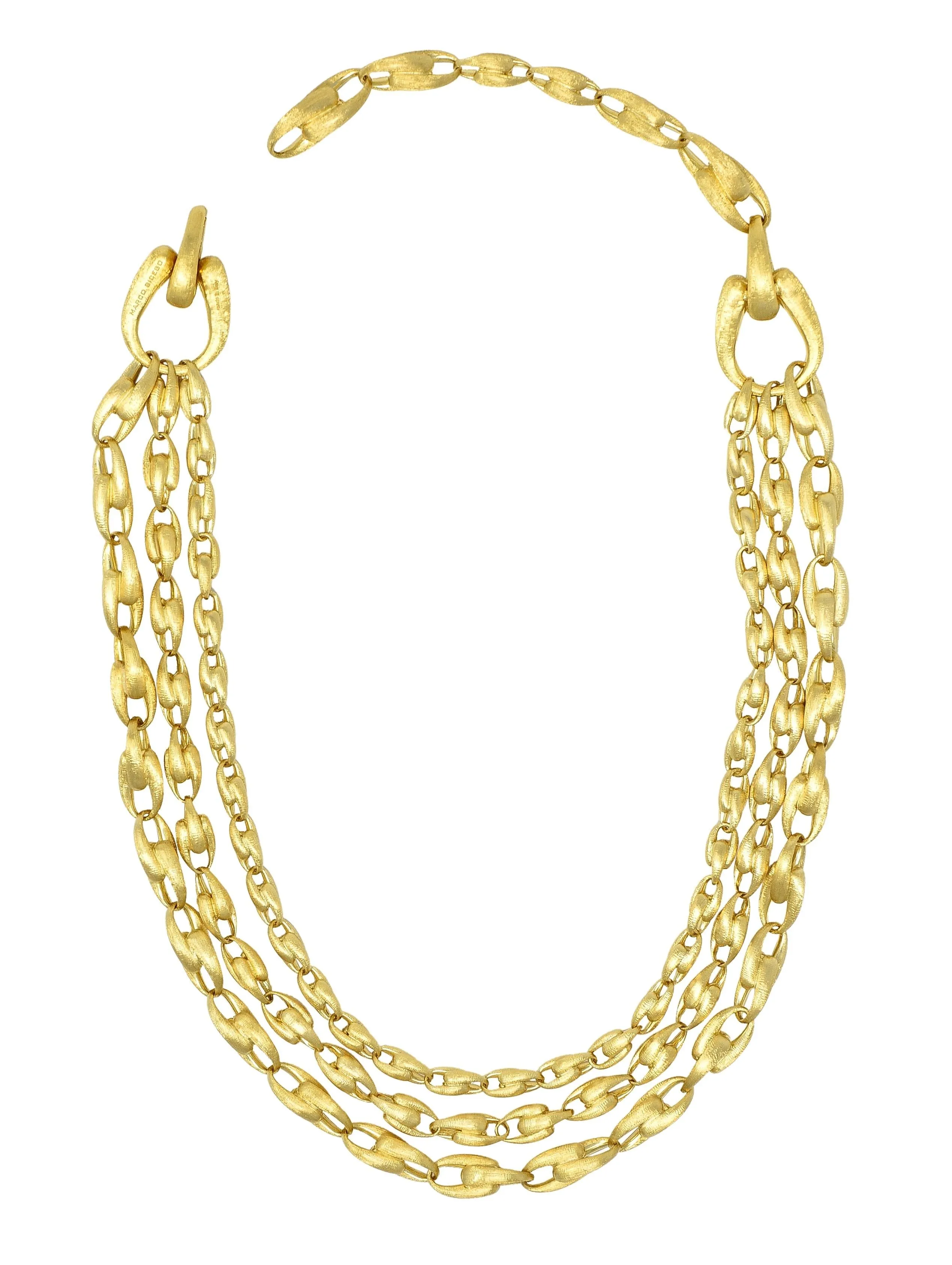 Marco Bicego Brushed 18 Karat Yellow Gold Multi-Strand U Link Lucia Necklace
