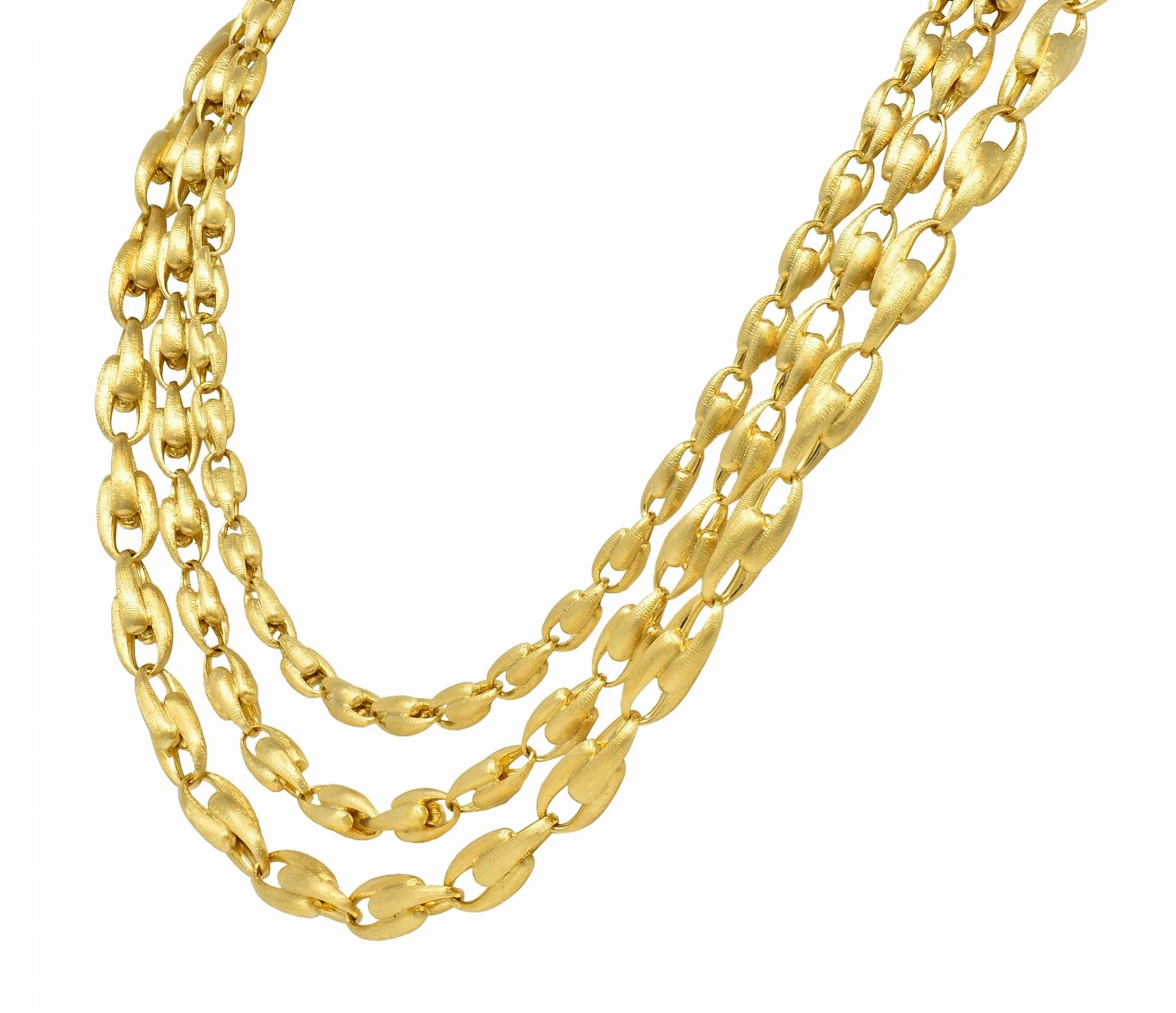 Marco Bicego Brushed 18 Karat Yellow Gold Multi-Strand U Link Lucia Necklace