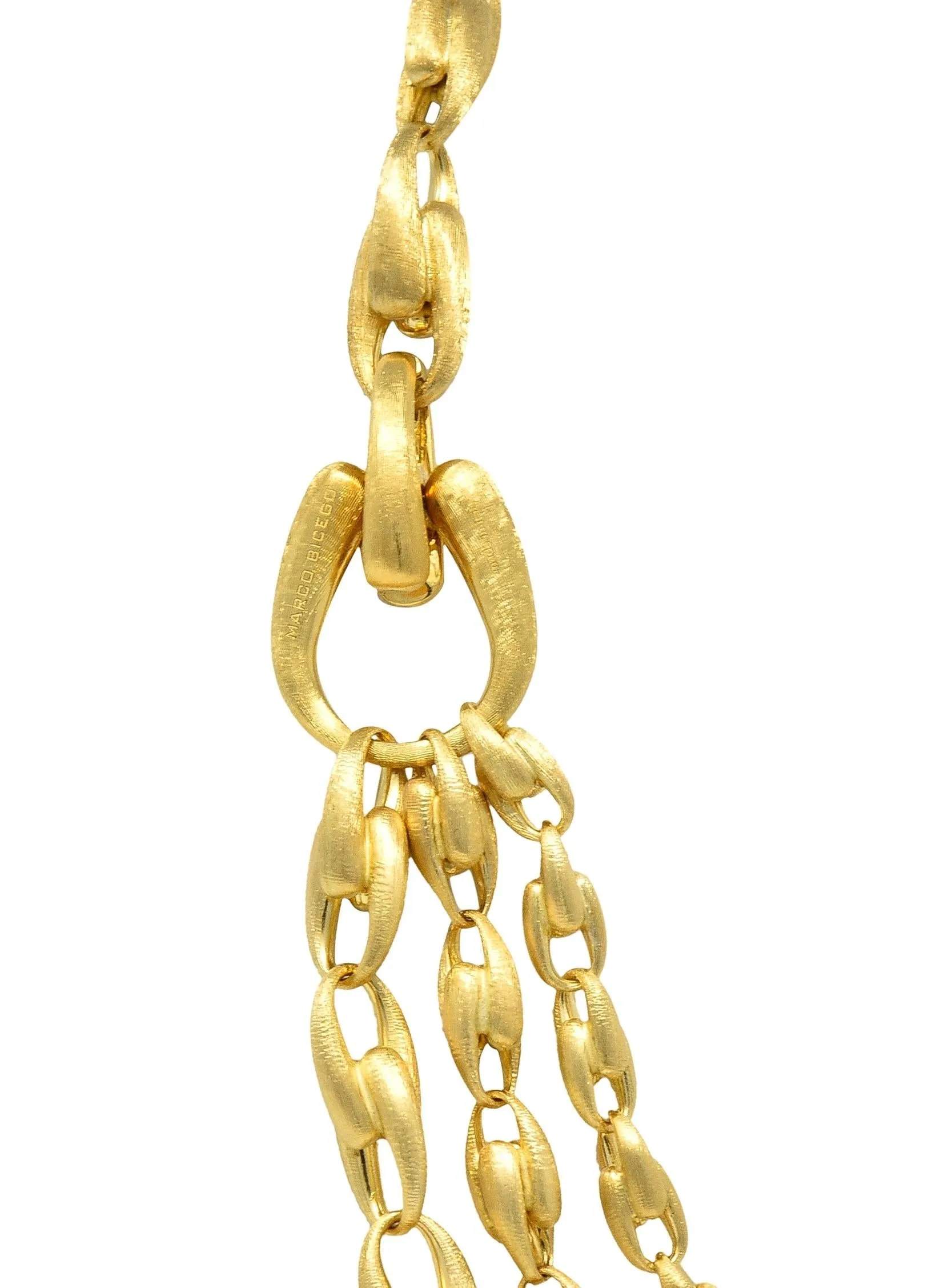 Marco Bicego Brushed 18 Karat Yellow Gold Multi-Strand U Link Lucia Necklace