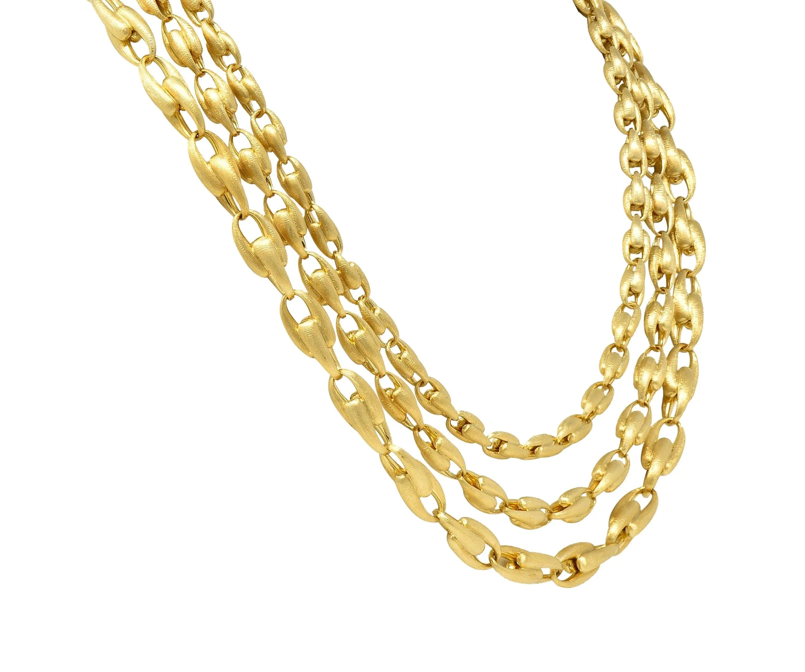 Marco Bicego Brushed 18 Karat Yellow Gold Multi-Strand U Link Lucia Necklace