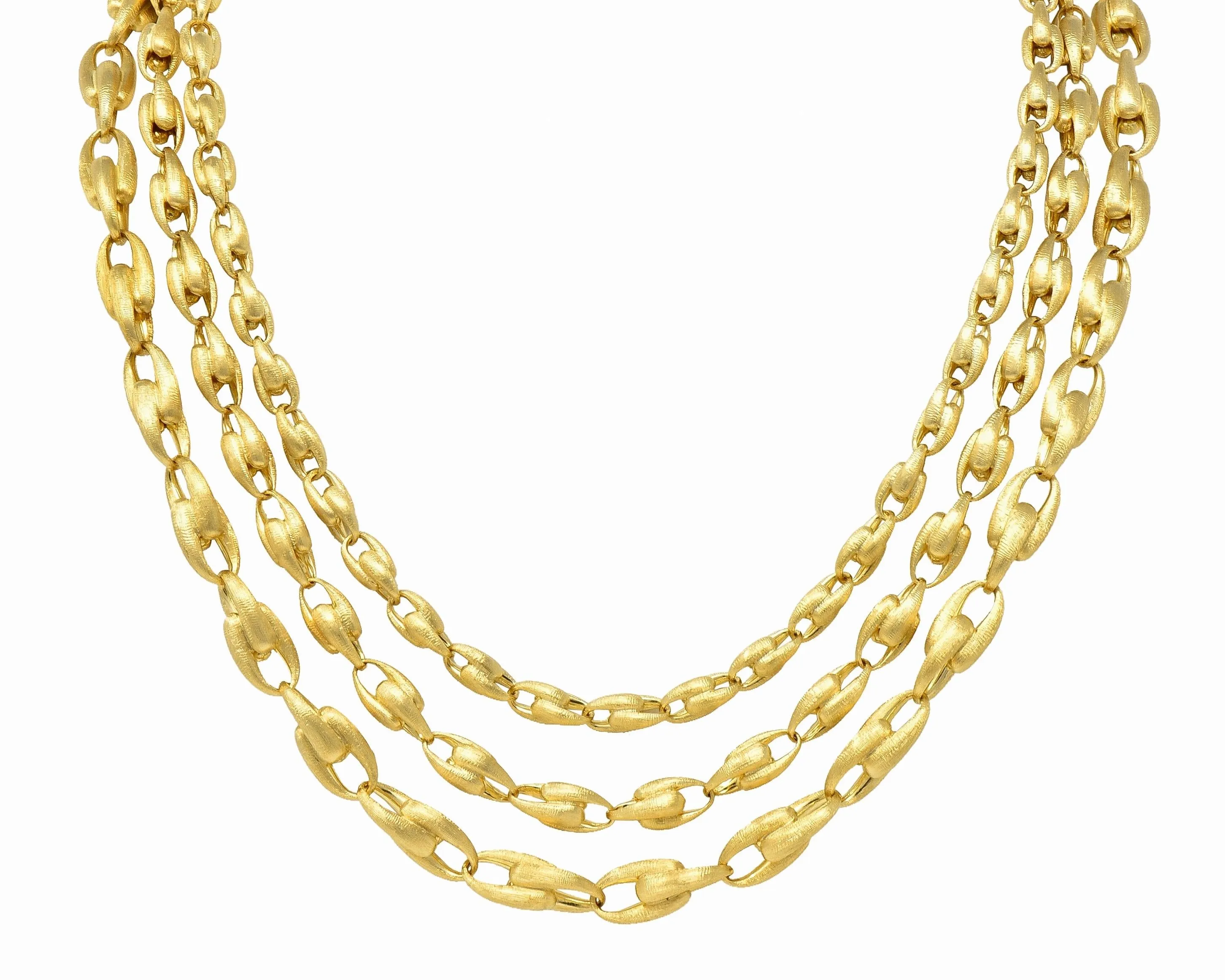 Marco Bicego Brushed 18 Karat Yellow Gold Multi-Strand U Link Lucia Necklace