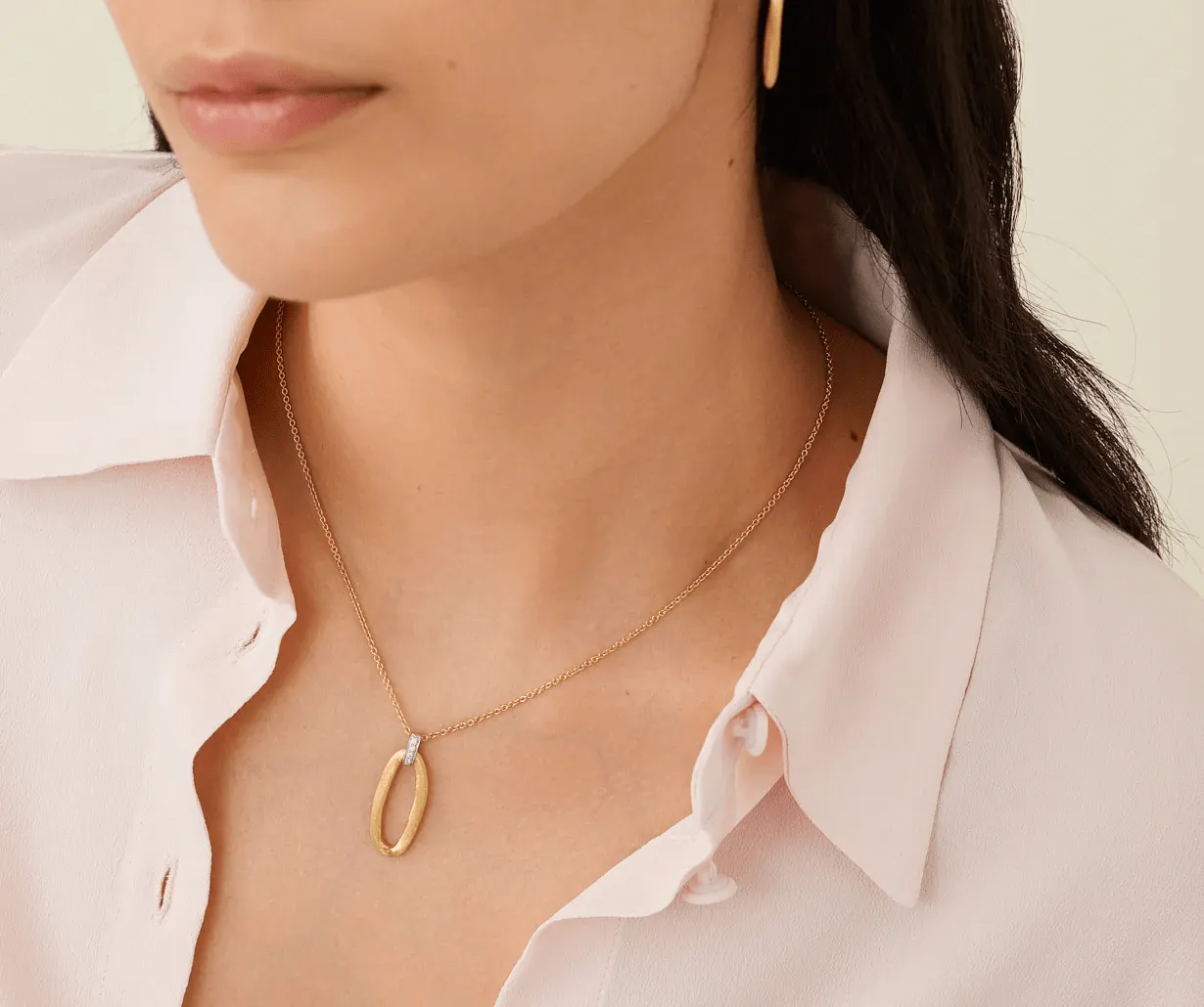 Marco Bicego Jaipur 18k Yellow Gold Oval Link Pendant Necklace