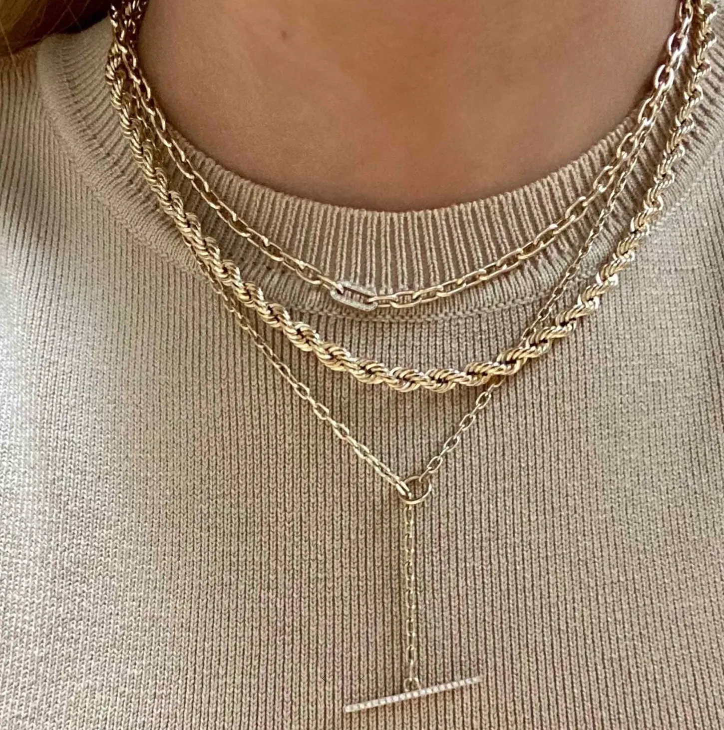 Medium Square Oval Chain with Pavé Diamond Link Necklace