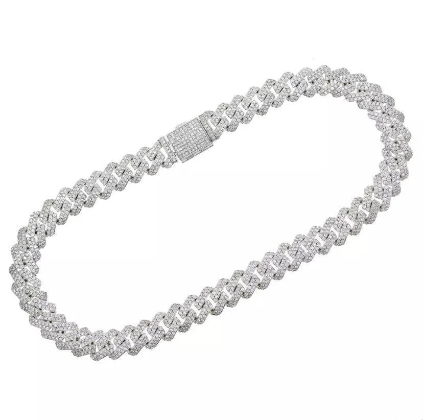 Men women 13 mm Zirconia  Prong cuban link  Choker , butte , men prong cuban , Cuban Choker ,Miami cuban , cuban necklace,