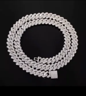 Men women 13 mm Zirconia  Prong cuban link  Choker , butte , men prong cuban , Cuban Choker ,Miami cuban , cuban necklace,