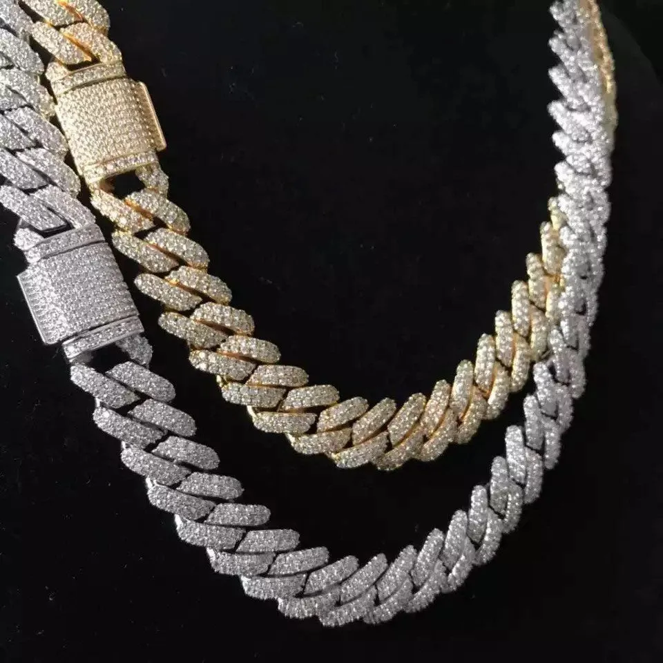 Men women 13 mm Zirconia  Prong cuban link  Choker , butte , men prong cuban , Cuban Choker ,Miami cuban , cuban necklace,