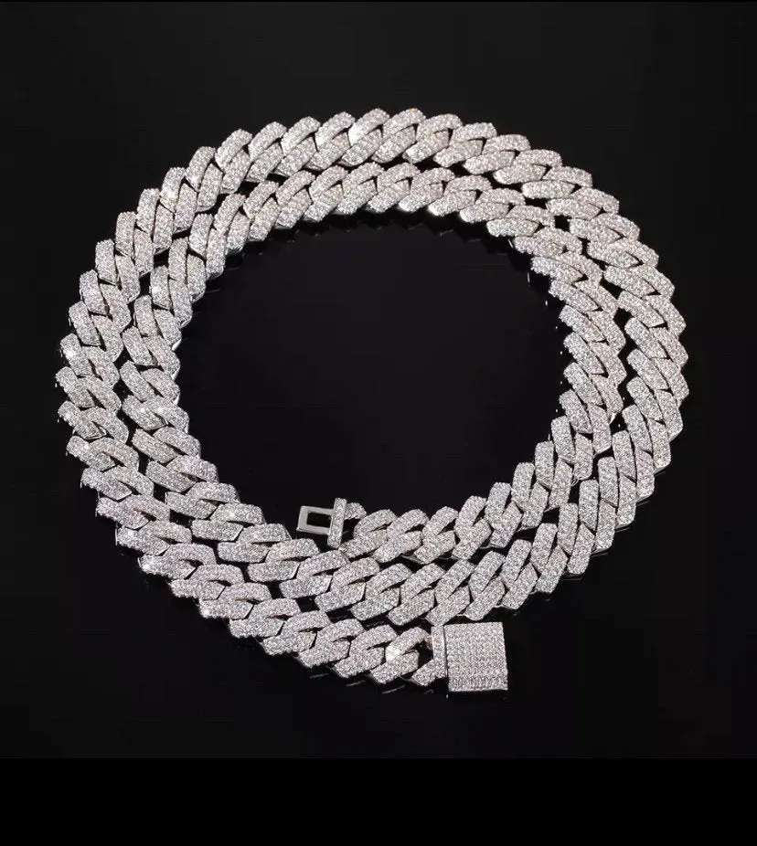 Men women 13 mm Zirconia  Prong cuban link  Choker , butte , men prong cuban , Cuban Choker ,Miami cuban , cuban necklace,