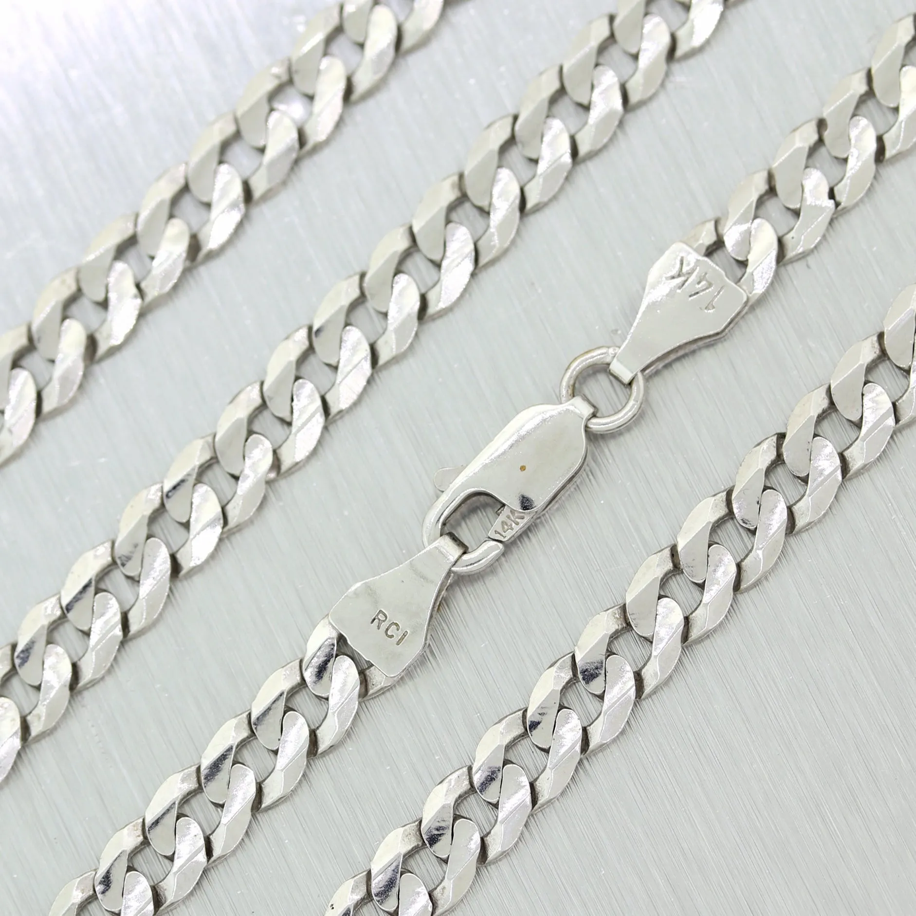 Men's 21.18g 14k White Gold Cuban Curb Link 24" Necklace