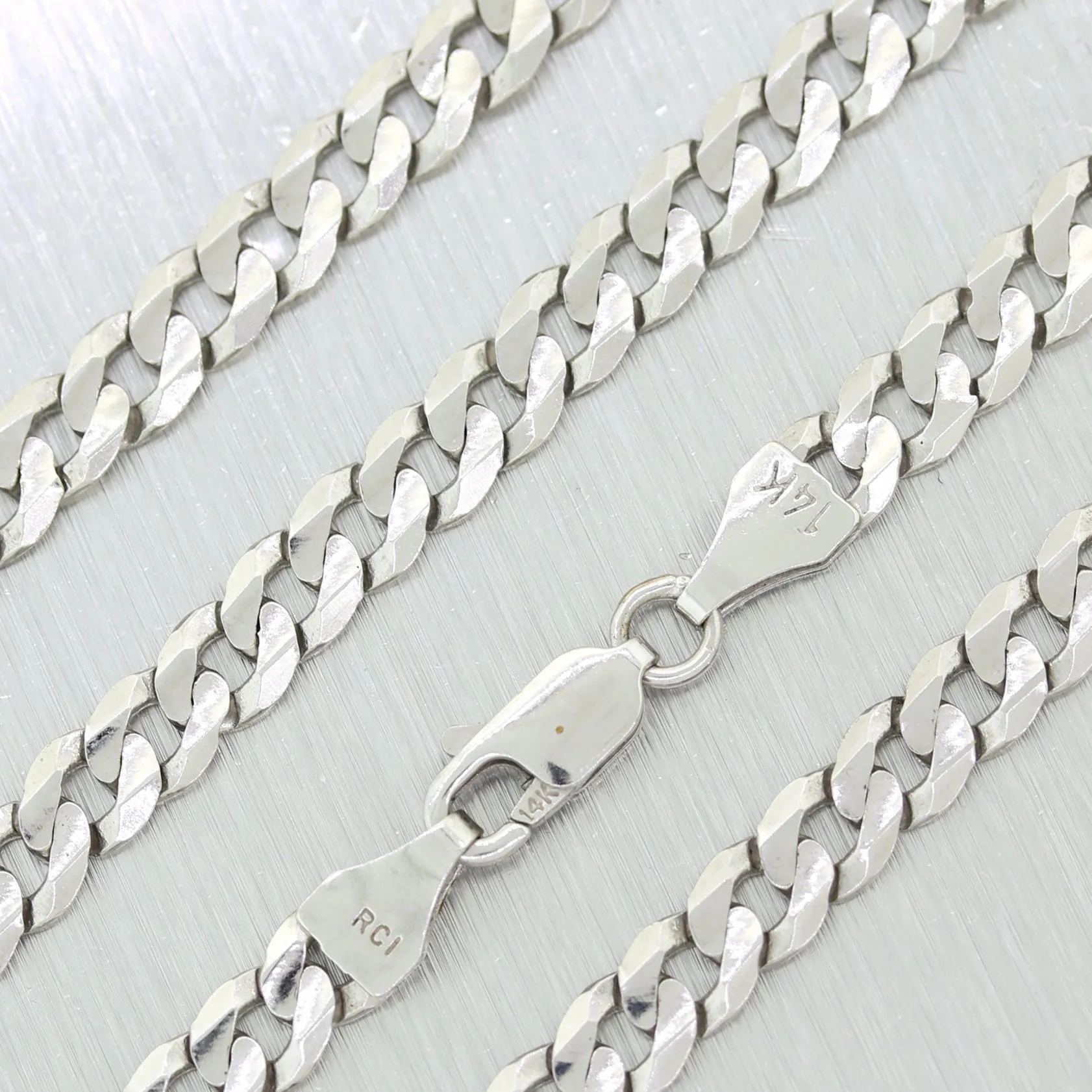 Men's 21.18g 14k White Gold Cuban Curb Link 24" Necklace