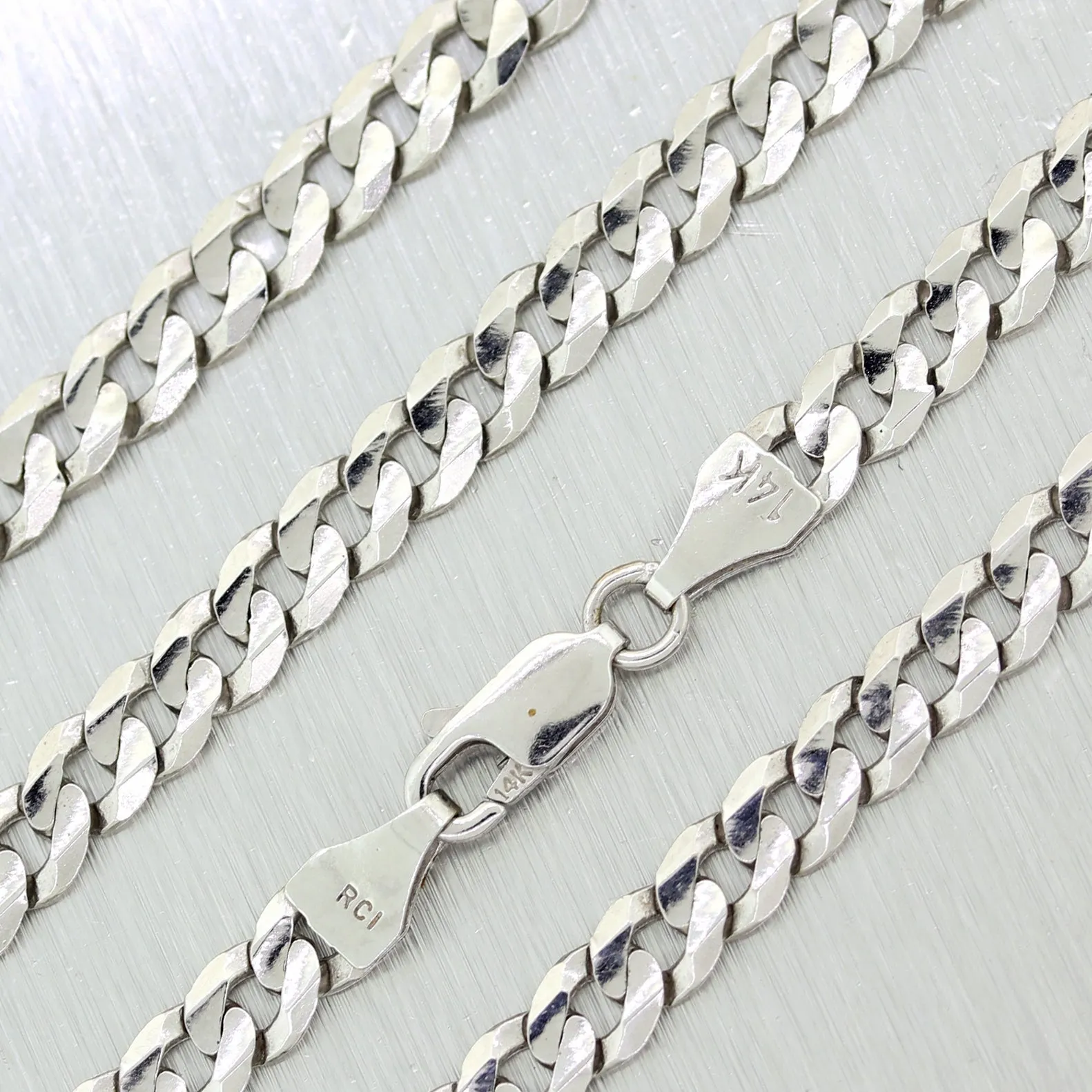 Men's 21.18g 14k White Gold Cuban Curb Link 24" Necklace