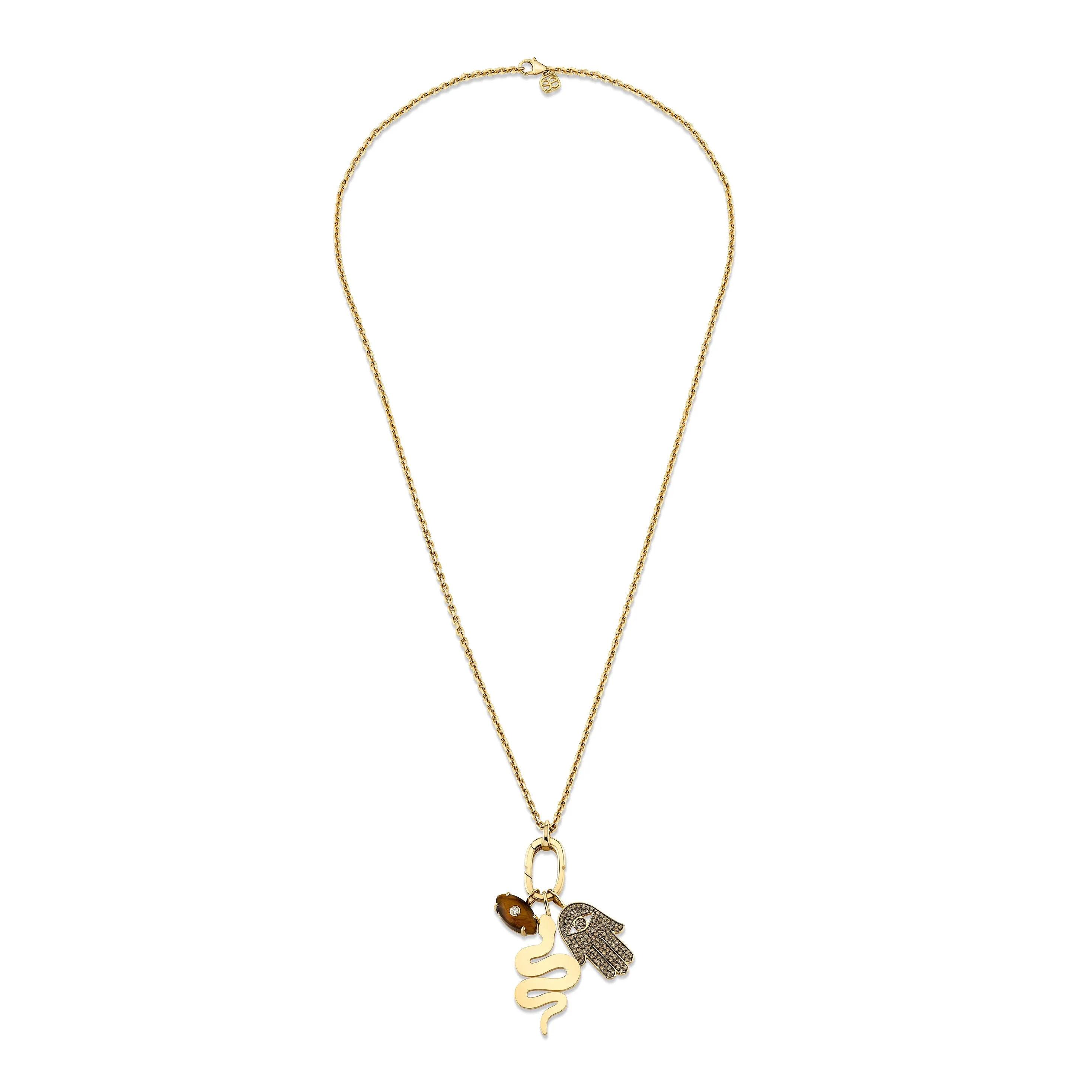 Men's Collection Gold & Brown Diamond Multi-Charm Necklace