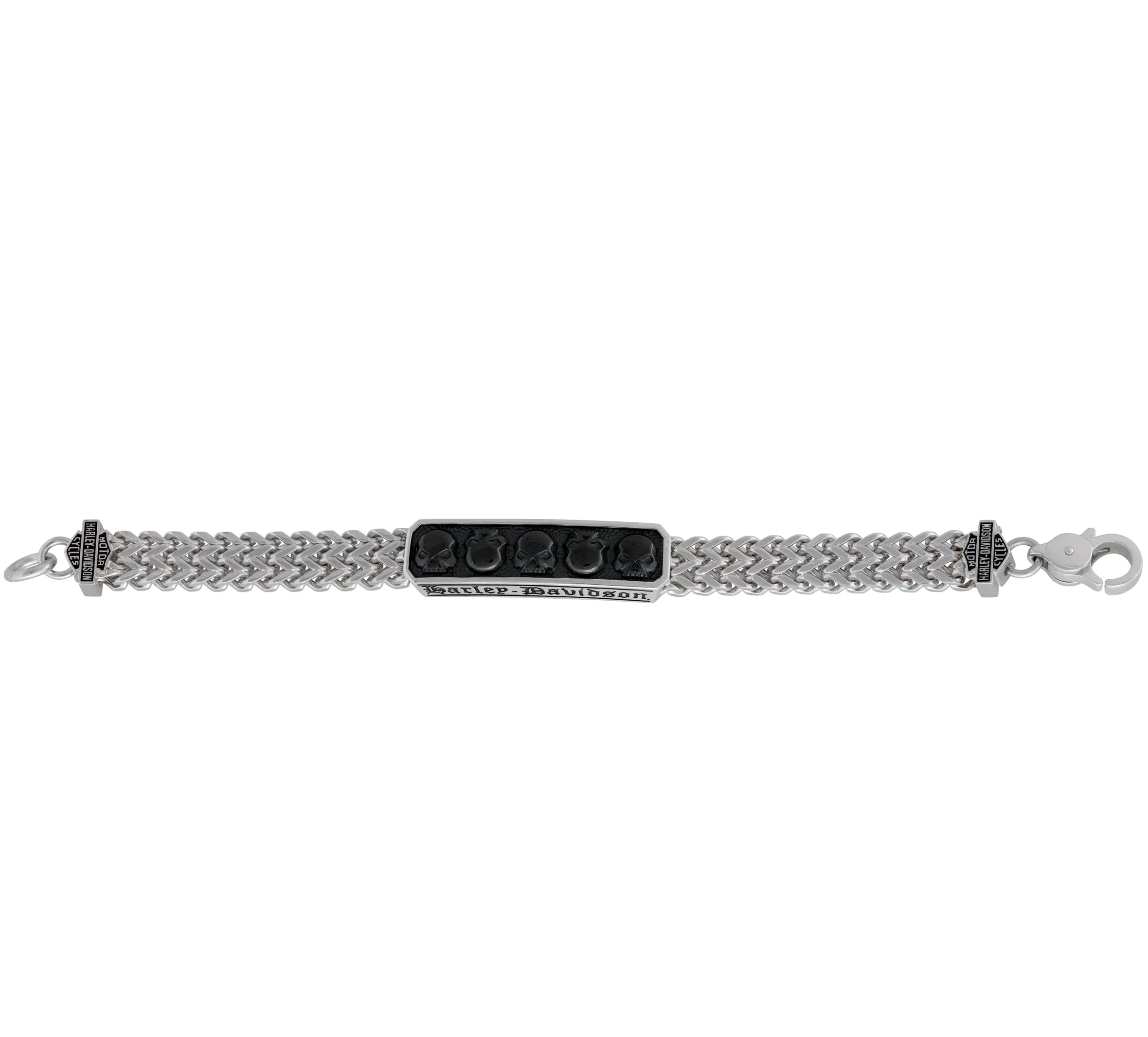 Men's Multi Skull ID Bracelet - Silver Steel