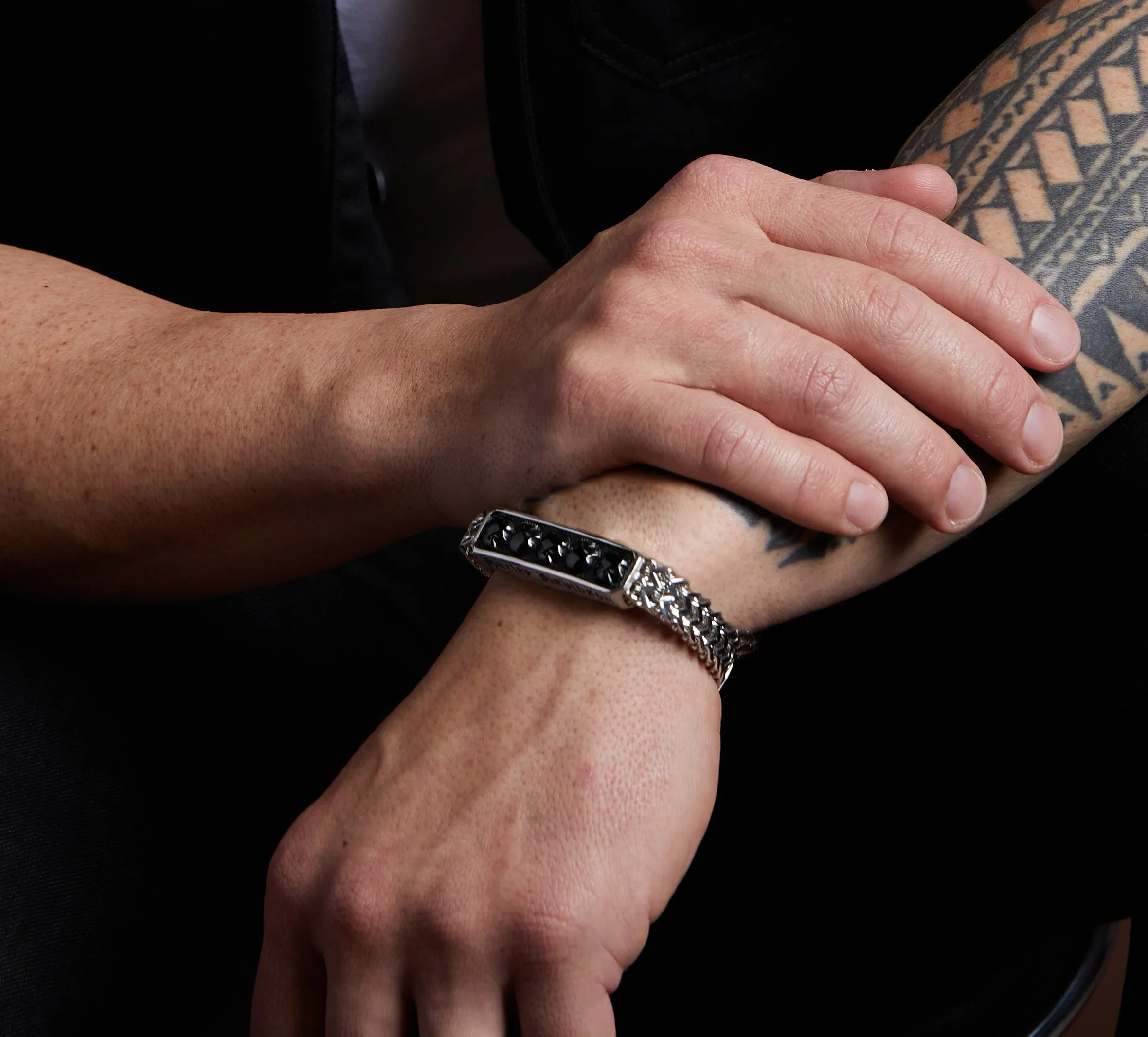 Men's Multi Skull ID Bracelet - Silver Steel