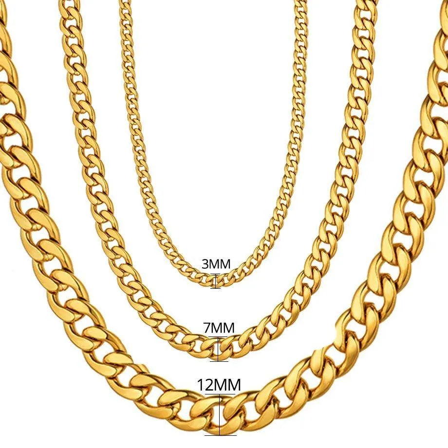 Men's Stainless Steel Gold Color Cuban Link Chain