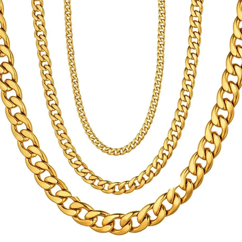 Men's Stainless Steel Gold Color Cuban Link Chain