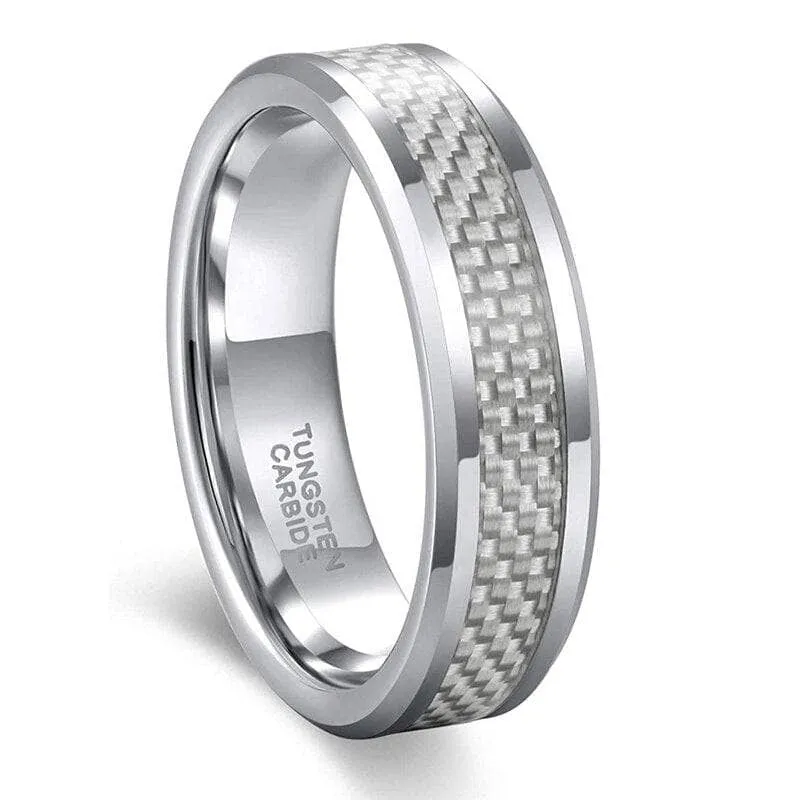 Men's Tungsten Carbide Wedding Band with Carbon Fiber Inlay