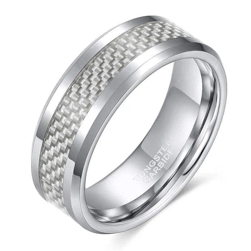 Men's Tungsten Carbide Wedding Band with Carbon Fiber Inlay