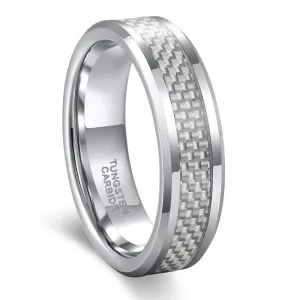 Men's Tungsten Carbide Wedding Band with Carbon Fiber Inlay