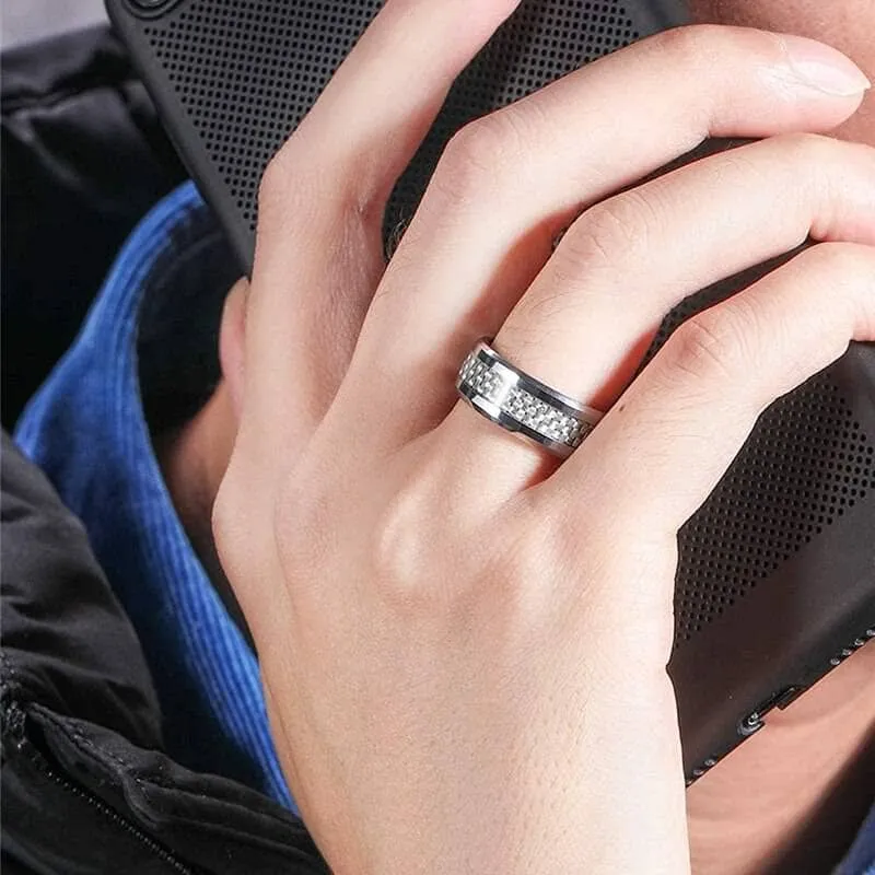 Men's Tungsten Carbide Wedding Band with Carbon Fiber Inlay