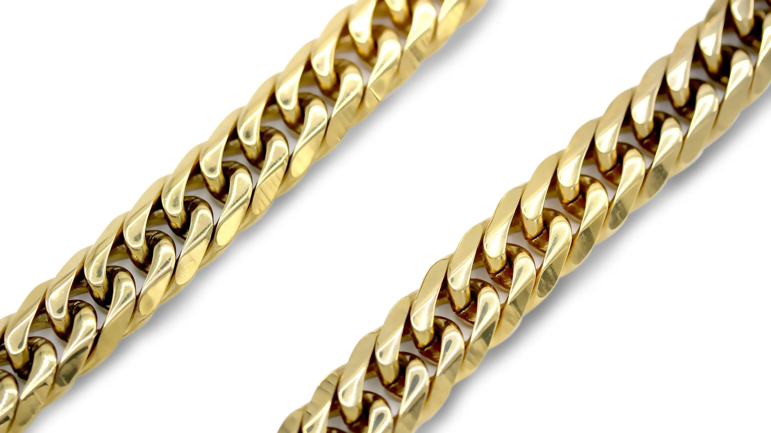 Miami Cuban Link 18k Gold Plated Necklace Double Link Chain