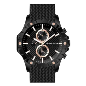 Michael Fellini Black Silicone Strap Black Dial Chronograph Quartz Watch for Gents - MF2365-07