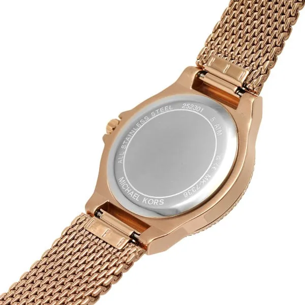 Michael Kors Lennox Rose Gold Mesh Bracelet Rose Gold Dial Quartz Watch for Ladies - MK-7336