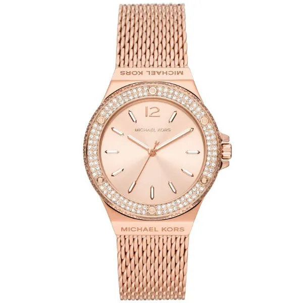 Michael Kors Lennox Rose Gold Mesh Bracelet Rose Gold Dial Quartz Watch for Ladies - MK-7336