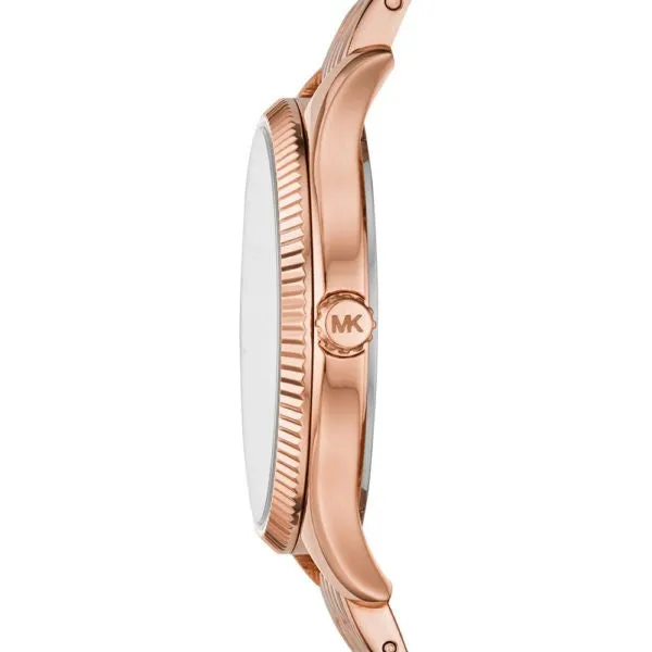 Michael Kors Lexington Rose Gold Stainless Steel White Dial Quartz Watch for Ladies - MK-6641
