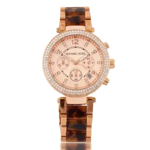 Michael Kors Women's Chronograph Quartz Watch With Brown Stainless Acetate