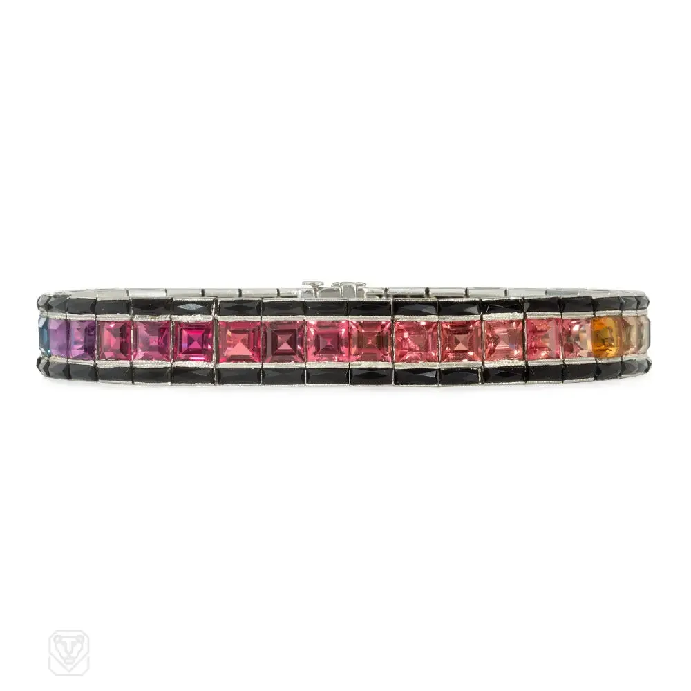 Mid-century ombre gemstone line bracelet