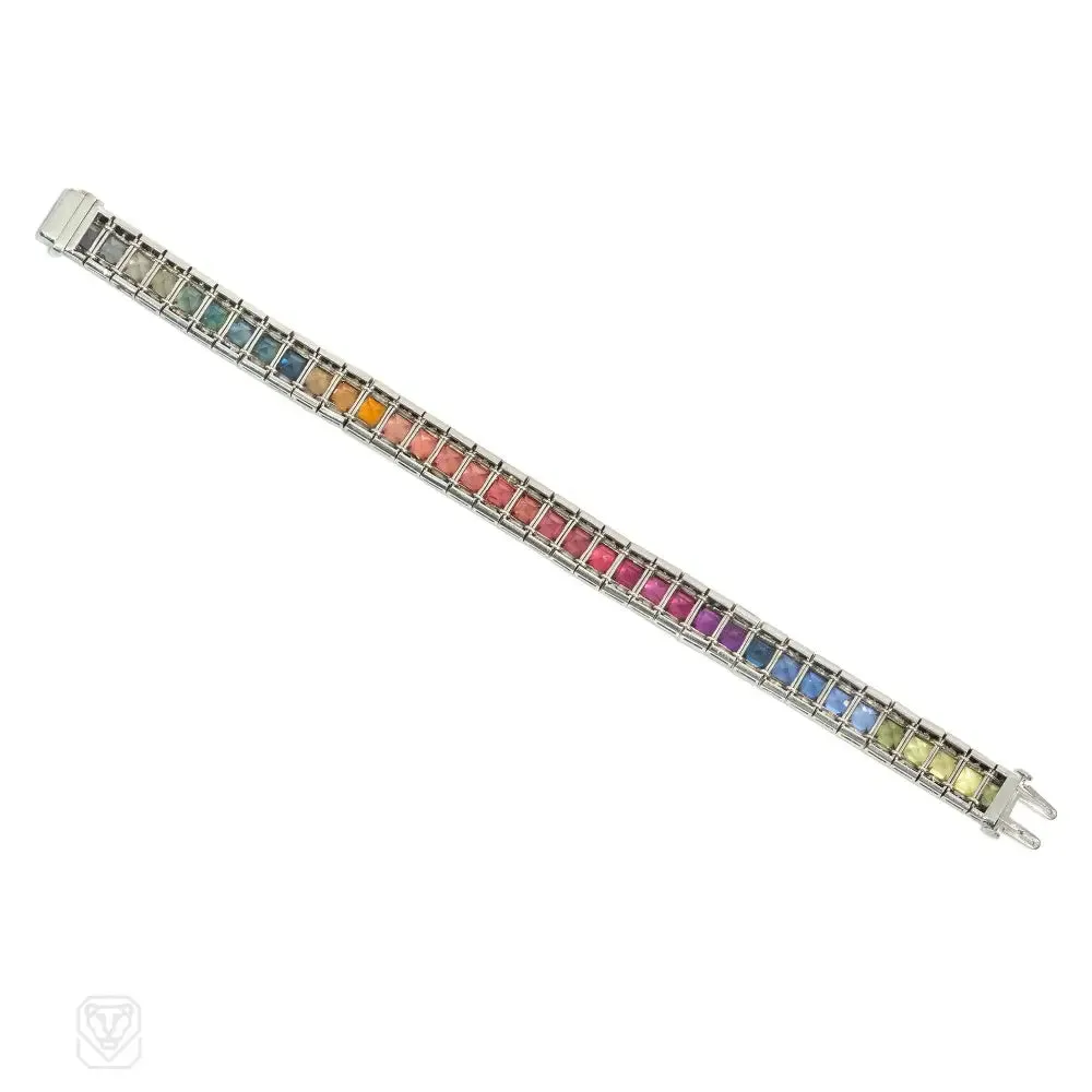 Mid-century ombre gemstone line bracelet