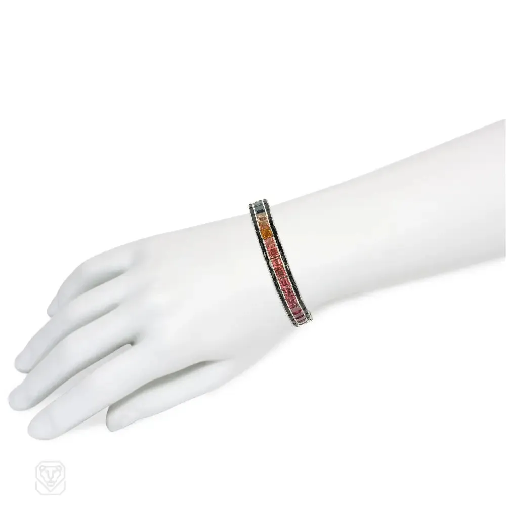 Mid-century ombre gemstone line bracelet