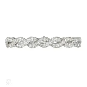 Mid-Century twisted diamond and platinum bracelet